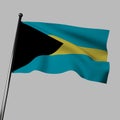 The flag of Bahamas flutters in the wind. 3d rendering, isolated image.