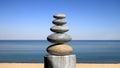 3D Rendering Of Balancing Zen Stones On The Beach