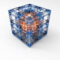 3D rendering. Ball in a cube.