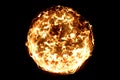 3D rendering, ball of flame fire in black background, dangerous flame