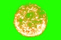 3D rendering, ball of flame fire in chroma key green screen background, dangerous flame