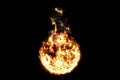 3D rendering, ball of flame fire with smoke in black background, dangerous flame Royalty Free Stock Photo