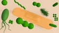 A bandage and different types of bacteria and microscopic organisms Royalty Free Stock Photo