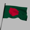 The flag of Bangladesh flutters in the wind. 3d rendering, isolated image.