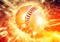 3d rendering baseball ball background with composite explosion and fire effect