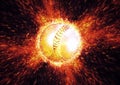 3d rendering baseball ball background with composite explosion and fire effect