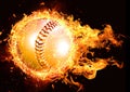 3d rendering baseball ball background with composite explosion and fire effect