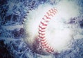 3d rendering baseball ball with explosion effect composite background