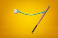 3d rendering of baseball and baseball bat with blue sticky slime between joining them together on yellow background. Royalty Free Stock Photo