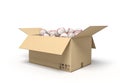 3d rendering of baseballs in carton box.