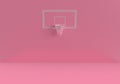 3d rendering of a basketball hoop with an empty basket and transparent backboard, Basketball equipment minimal concept on pink bac Royalty Free Stock Photo