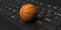 3d rendering basketball on a keyboard