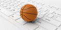 3d rendering basketball on a keyboard