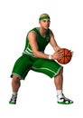 3D Rendering Basketball Player on White Royalty Free Stock Photo