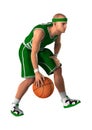 3D Rendering Basketball Player on White Royalty Free Stock Photo