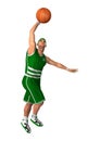 3D Rendering Basketball Player on White