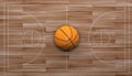 3d rendering basketball on wooden background