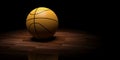 3d rendering basketball on wooden background