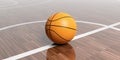 3d rendering basketball on wooden background