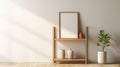 Japanese-inspired Shelf With Mirror And Vase: Classic Simplicity In 3d Render Royalty Free Stock Photo