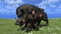 3d-illustration book illustration of a dwarf with his riding battle boar