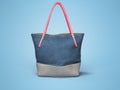 3D rendering beach bag for sale isolated on blue background with shadow