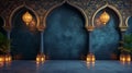 3D rendering of a beautiful arabic interior with lanterns