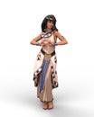 3D rendering of a beautiful Egyptian queen or princess like Cleopatra in standing pose isolated on a white background