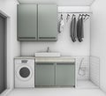 3d rendering beautiful laundry room with clean condition