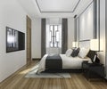 3d rendering beautiful minimal luxury asian bedroom suite in hotel with tv