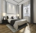 3d rendering beautiful minimal luxury asian bedroom suite in hotel with tv