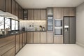 3d rendering beautiful modern kitchen with marble decor