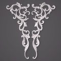 3d rendering beautiful white Gypsum carving decoration of architecture. classic interior detail made of plaster.