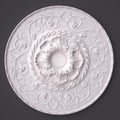 3d rendering beautiful white Gypsum carving decoration of architecture. classic interior detail made of plaster.