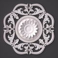 3d rendering beautiful white Gypsum carving decoration of architecture. classic interior detail made of plaster.