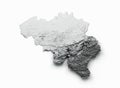 3d rendering of Belgium map with gray shaded relief isolated on white background. Royalty Free Stock Photo
