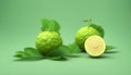 3d rendering bergamot fruit bergamot isolated green background Royalty Free Stock Photo