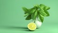 3d rendering bergamot fruit bergamot isolated green background Royalty Free Stock Photo