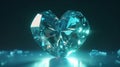 3d rendering of a big blue diamond on dark background with reflection Royalty Free Stock Photo