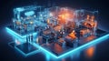 3D rendering of a big data processing concept in virtual reality, Generative AI illustrations Royalty Free Stock Photo