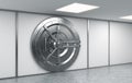 3D rendering of a big locked round metal safe Royalty Free Stock Photo