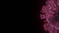 3D rendering of big red coronavirus cell on the left with a black background Royalty Free Stock Photo