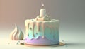 3d rendering of a birthday cake with a candle in the middle