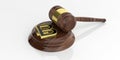 3d rendering bitcoin and an auction gavel