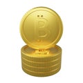 3D rendering bitcoin stack isolated