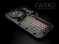3d Rendering of Black Casino Roulette Wheel on a table, clipping path included