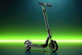 3d rendering of a black electric scooter on a green background, A generic electric scooter, a futuristic mobility solution for