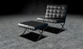 3D rendering of black furniture in a gray interior design Royalty Free Stock Photo