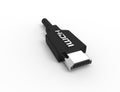 3D rendering of a black HDMI cable isolated on white background Royalty Free Stock Photo