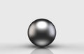 3d rendering. A black Metal sphere ball on light gray background. Royalty Free Stock Photo